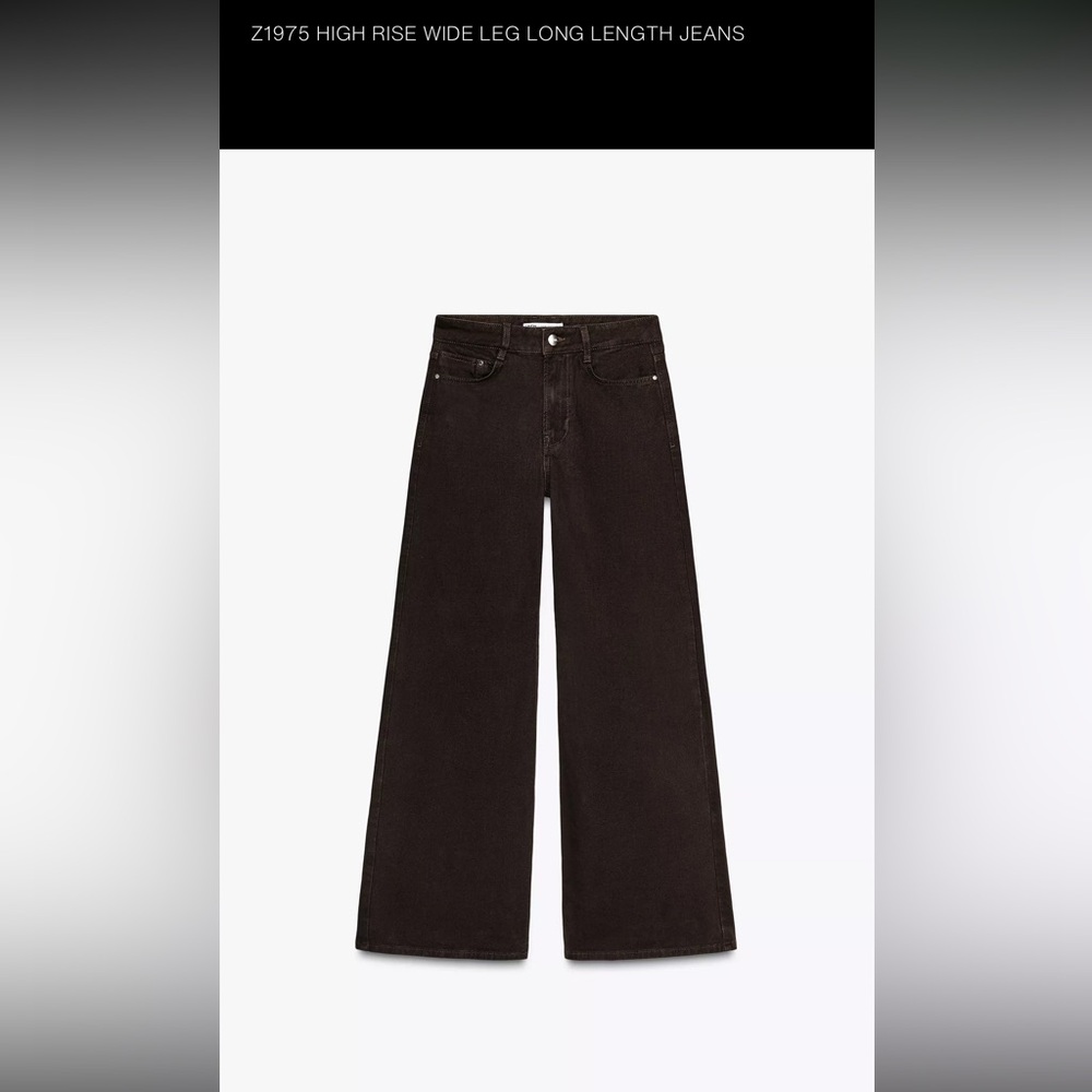ZARA Brown High waisted wide leg jean